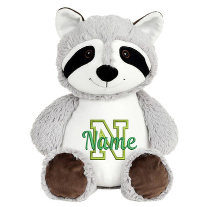 Personalisiertes Stofftier Waschbär Kuscheltier Bestickt Plüschtier zur Geburt Stickmotiv Buchstabe