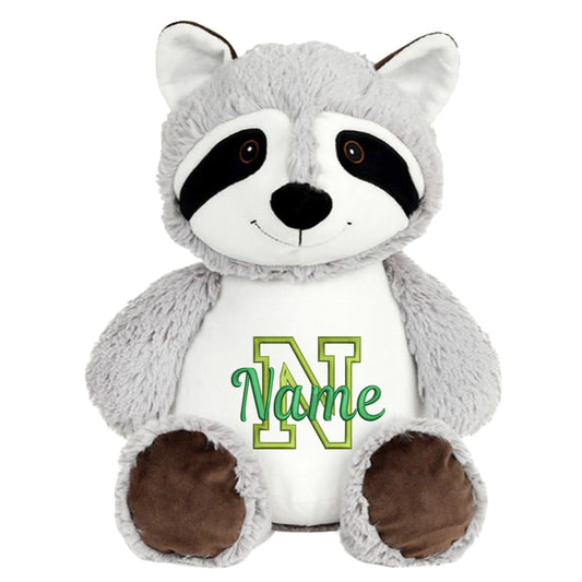 Personalisiertes Stofftier Waschbär Kuscheltier Bestickt Plüschtier zur Geburt Stickmotiv Buchstabe