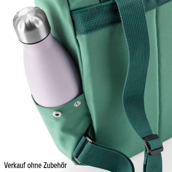 Rucksack mit Name bestickt Rolltop für Kinder und Erwachsene verstellbare Schultergurte 100% Recycled Polyester hellgrau
