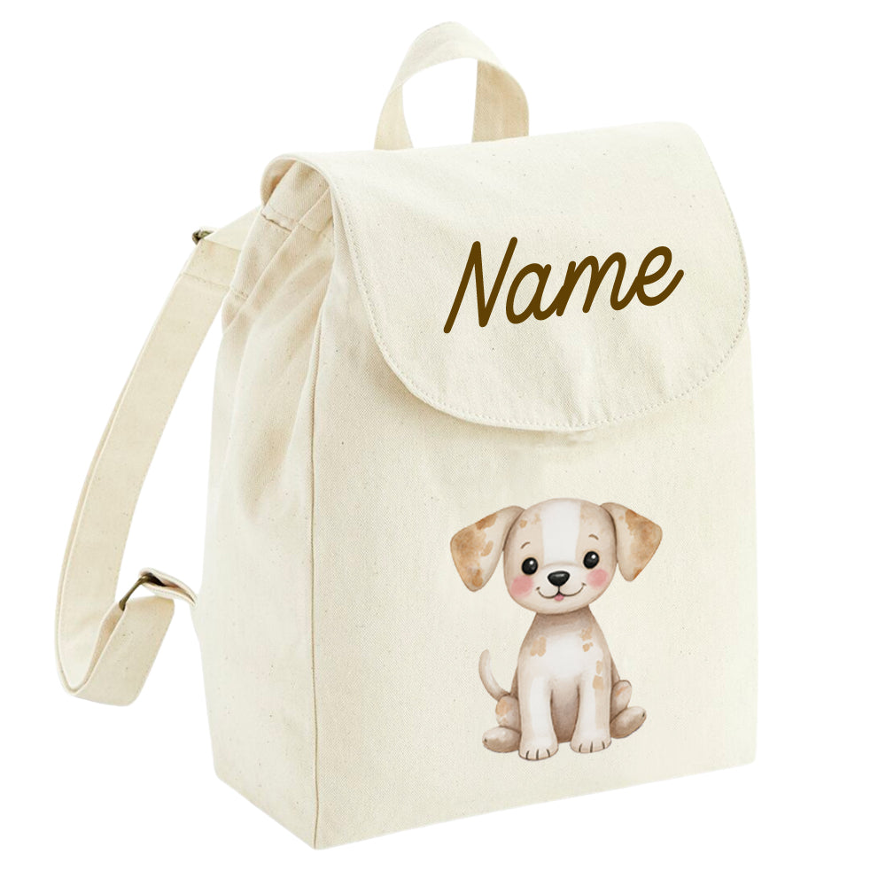 Personalisierter Rucksack aus Bio Baumwolle Kinderrucksack Name und Bauernhoftier bedruckt verschiedene Farben