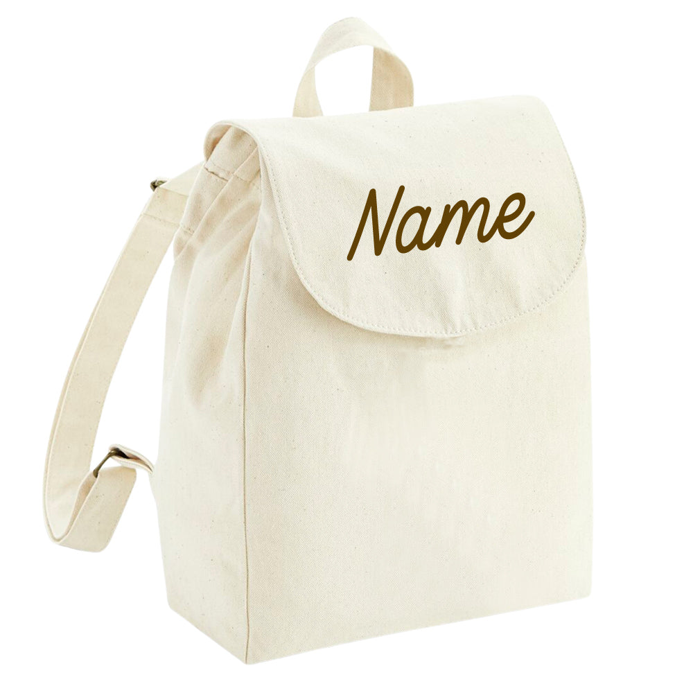 Personalisierter Rucksack aus Bio Baumwolle Kinderrucksack Stoffbeutel mit Name bedruckt verschiedene Farben