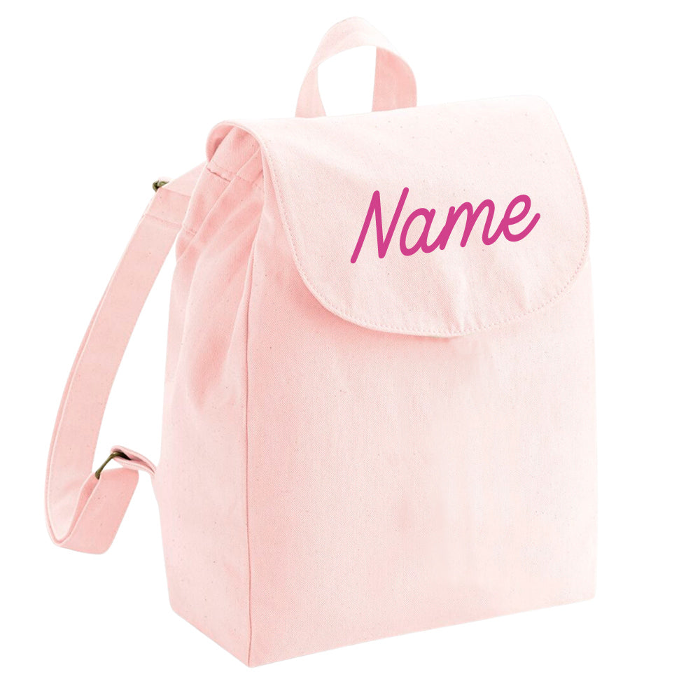 Personalisierter Rucksack aus Bio Baumwolle Kinderrucksack Stoffbeutel mit Name bedruckt verschiedene Farben