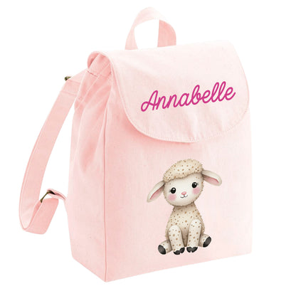 Personalisierter Rucksack aus Bio Baumwolle Kinderrucksack Name und Bauernhoftier bedruckt verschiedene Farben