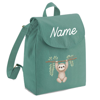 Personalisierter Rucksack aus Bio Baumwolle Kinderrucksack Name und Dschungeltier bedruckt verschiedene Farben