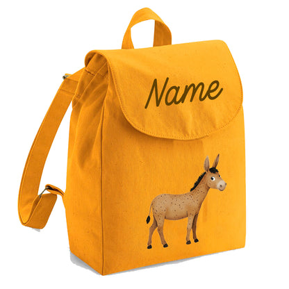 Personalisierter Rucksack aus Bio Baumwolle Kinderrucksack Name und Bauernhoftier bedruckt verschiedene Farben
