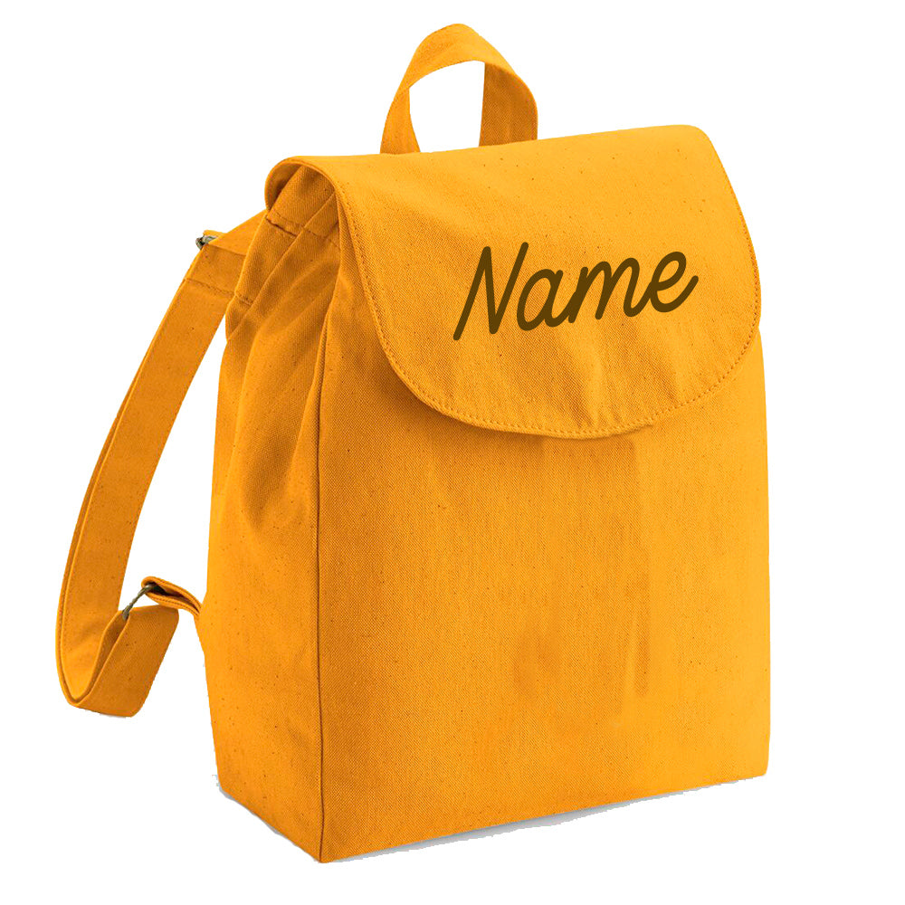 Personalisierter Rucksack aus Bio Baumwolle Kinderrucksack Stoffbeutel mit Name bedruckt verschiedene Farben