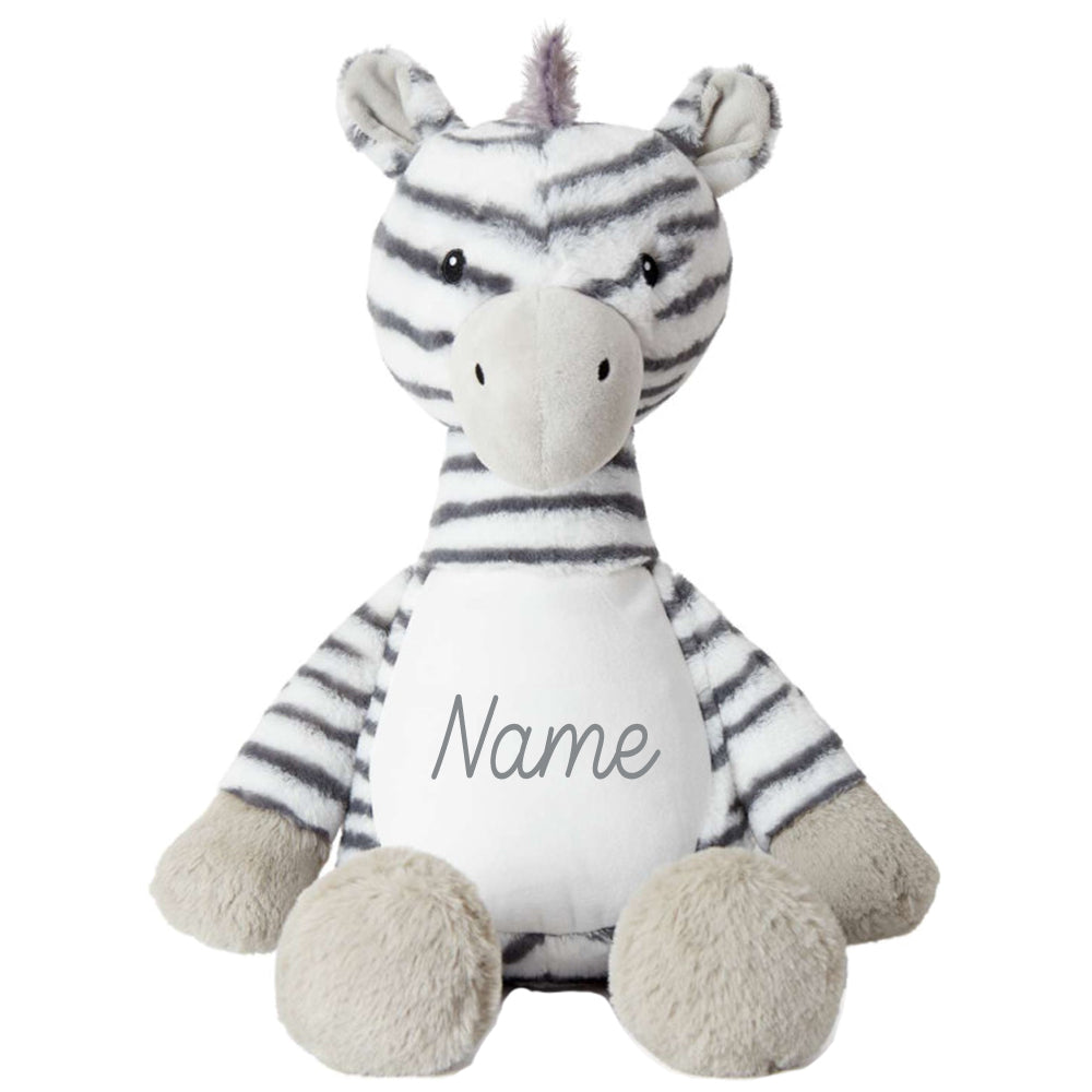 Stofftier Zebra mit Name personalisiert Kuscheltier für Kinder Flauschiges Plüschtier 40cm Motiv Name