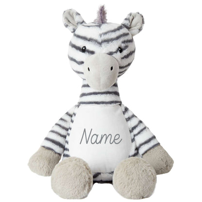 Stofftier Zebra mit Name personalisiert Kuscheltier für Kinder Flauschiges Plüschtier 40cm Motiv Name
