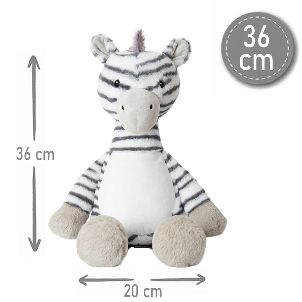 Stofftier Zebra mit Name personalisiert Kuscheltier für Kinder Flauschiges Plüschtier 40cm Motiv Füßchen