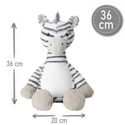 Stofftier Zebra mit Name personalisiert Kuscheltier für Kinder Flauschiges Plüschtier 40cm Motiv Füßchen